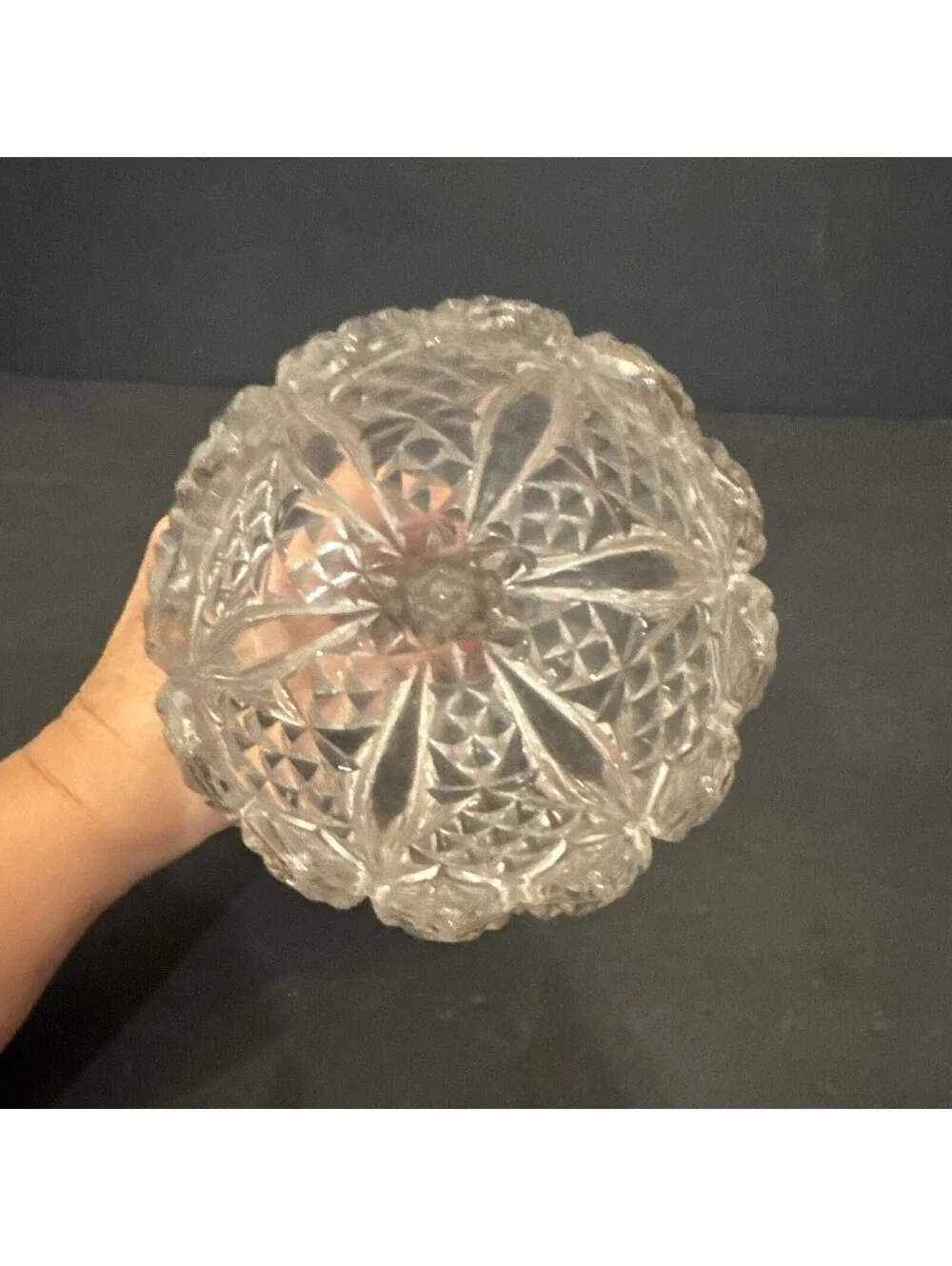 EAPG Clear Cut Glass Vase / Bouquet Pedestal Vase Very Detailed 8.75” H By 4” W